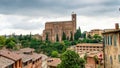 Amazing sunset overlooking the Basilica in Siena. Outstanding landmark building in very rare sunset