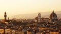 Amazing sunset panorama of Florence with Palazzo Vecchio palace and Cathedral of Saint Mary of the Flower Royalty Free Stock Photo