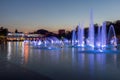 Amazing Sunset Panorama of Singing Fountains in City of Plovdiv