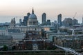 Amazing Sunset panorama from Tate modern Gallery to city of London, England, Great Britain Royalty Free Stock Photo