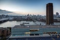 Amazing Sunset panorama from Tate modern Gallery to city of London, England, Great Britain Royalty Free Stock Photo