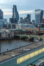 Amazing Sunset panorama from Tate modern Gallery to city of London, England, Great Britain Royalty Free Stock Photo