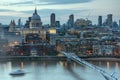 Amazing Sunset panorama from Tate modern Gallery to city of London, England, Great Britain Royalty Free Stock Photo