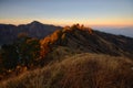 Amazing sunset at plawangan senaru base camp. Mount rinjani lombok indonesia. Royalty Free Stock Photo