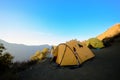 Amazing sunset at plawangan senaru base camp. Mount rinjani lombok indonesia. Royalty Free Stock Photo