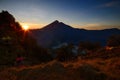 Amazing sunset at plawangan senaru base camp. Mount rinjani lombok indonesia. Royalty Free Stock Photo