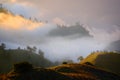 Amazing sunset at plawangan senaru base camp. Mount rinjani lombok indonesia. Royalty Free Stock Photo