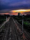 The amazing sunset and railroad