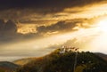 Amazing sunset at Rasnov medieval citadel in Transylvania