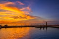 Amazing sunset reflected in the water, Thailand Royalty Free Stock Photo