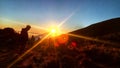 Amazing sunset in the savana 1 of mount merbabu one of the seven summits of java Royalty Free Stock Photo