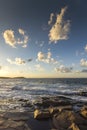 Sunset Seascape of the rocks at the coastline of Chernomorets, Burgas region, Bulgaria Royalty Free Stock Photo