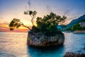 Amazing sunset seascape, scenic view of Brela stone, a symbol of Adriatic resort. Travel background, Croatia Royalty Free Stock Photo