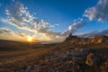 Enisala fortress in Dobrogea Romania with a beautiful summer sunset Royalty Free Stock Photo