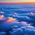 amazing sunset sky and clouds from above art