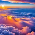 amazing sunset sky and clouds from above art