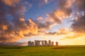 Colorful sunset at Stonehenge in England Royalty Free Stock Photo