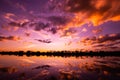 Amazing sunset and sunrise.Panorama silhouette tree on africa.Dark tree on open field dramatic sunrise.Safari theme. Royalty Free Stock Photo