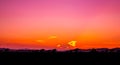 Amazing sunset and sunrise.Panorama silhouette tree in africa with sunset.Dark tree on open field dramatic sunrise.Safari theme Royalty Free Stock Photo