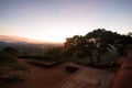 Amazing sunset on top of rock fortress Sigiriya Royalty Free Stock Photo