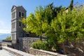 Sunset view of Holy Monastery of Varlaam in Meteora, Thessaly, Greece Royalty Free Stock Photo