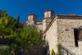 Sunset view of Holy Monastery of Varlaam in Meteora, Thessaly, Greece Royalty Free Stock Photo