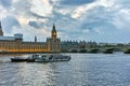 Amazing Sunset view of Houses of Parliament, Palace of Westminster, London, England Royalty Free Stock Photo