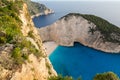 Sunset view of Navagio Shipwreck beach, Zakynthos, Greece Royalty Free Stock Photo