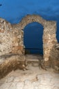 Sunset view of Ruins of fortress at Kaliakra Cape at Black Sea Coast,  Dobrich Region, Bulgaria Royalty Free Stock Photo