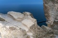 Sunset view of Ruins of fortress at Kaliakra Cape at Black Sea Coast,  Dobrich Region, Bulgaria Royalty Free Stock Photo