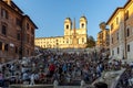 Amazing Sunset view of Spanish Steps and Piazza di Spagna in city of Rome, Italy Royalty Free Stock Photo