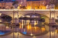 Sunset view of Tiber River in city of Rome, Italy Royalty Free Stock Photo