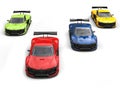 Amazing super sports cars racing - red one leading the race