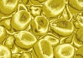 Surreal Pop Art Style of Shiny Gold Colored Pile of Lemons