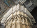 Amazing symmetrical carvings on the pillar in Badami caves