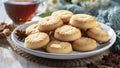 Amazing and Tasty Colorful Biscuits with Egg, Basket, Tea, Coffee Royalty Free Stock Photo