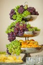 Amazing tasty fruits buffet table prepering wor party on the