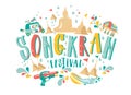 Amazing Thailand Songkran festival design on white background, vector illustration.