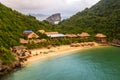 Amazing top view on sand beach and resort on Monkey island