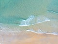 Amazing Top view sea beach landscape background,Summer sea waves crashing on sandy shore seascape background,High angle view ocean Royalty Free Stock Photo