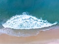 Amazing Top view sea beach landscape background,Summer sea waves crashing on sandy shore seascape background,High angle view ocean Royalty Free Stock Photo