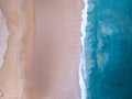 Amazing Top view sea beach landscape background,Summer sea waves crashing on sandy shore seascape background,High angle view ocean Royalty Free Stock Photo