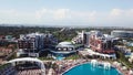 Amazing top view on tropical luxury hotel With swimming pool at near ocean. Video. Top view of the luxury hotel near the Royalty Free Stock Photo