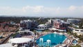 Amazing top view on tropical luxury hotel With swimming pool at near ocean. Video. Top view of the luxury hotel near the Royalty Free Stock Photo