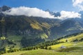 Amazing touristic alpine village in alpine valley, Switzerland