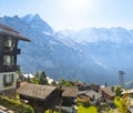 Amazing touristic alpine village in valley Lauterbrunnen, Switzerland