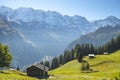 Amazing touristic alpine village in valley Lauterbrunnen, Switzerland
