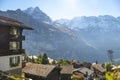 Amazing touristic alpine village in valley Lauterbrunnen, Switzerland