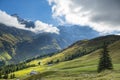 Amazing touristic alpine village in alpine valley, Switzerland