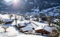 amazing touristic alpine village in winter Grindelwald Switzerland Europe